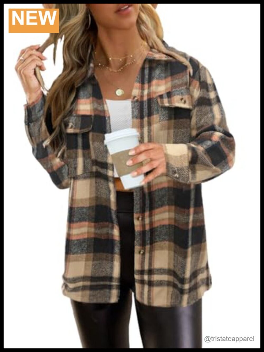 Plaid Shacket Jacket Long Sleeve Button Down Shirt